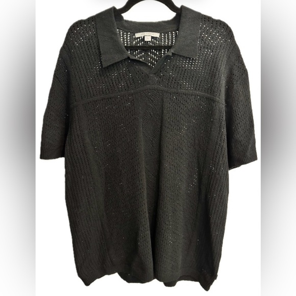Professional Athletes John Varvatos Open-Knit Short Sleeve Polo Black- Size XL